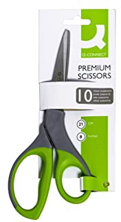 Forbici universali in blister Q-Connect Elite Softgrip lame 21 cm asimmetriche grigio/verde - KF03987