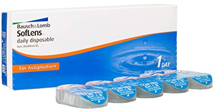 Bausch + Lomb SofLens daily disposable Toric Tageslinsen, torische Kontaktlinsen, weich, 30 Stück BC 8.6 mm/DIA 14.2 / CYL -0.75 / Achse 90 / -2.25 Dioptrien