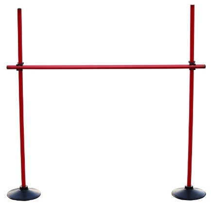 Boje Sport - Sprungstangen-Set - Training für Sprungkraft, Dribbling und Beweglichkeit - (3 Stangen (80 cm), 2 Vollgummistandfüße, 2 Clips), Farbe: rot