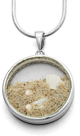 DUR Schmuck Kollektion „Sandsturm“, Ohrhänger, Anhänger und Kette als Set, 925 Sterling Silber mit Strandsand – anlaufsicher rhodiniert, P2936, O4835, K2248