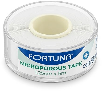 Fortuna Microporous Tape 1.25cm x 5m, White Hypoallergenic Surgical Adhesive Dressing Tape, Breathable Non Woven Medical First Aid Tape for Securing Dressings, Bandages, Gauze & Devices