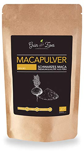 Bio Maca Pulver schwarz 200 g Premium Auslese von GrünHochZwei | Superfood in kontrollierter Qualität aus Südamerika (Peru) | schwarzes Maca - Männermaca mit vielen Vitamine und Spurenelemente