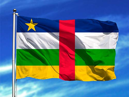 Oedim Bandera de República Central de África 85x1,50cm | Reforzada y con Pespuntes | Bandera con 2 Ojales Metálicos y Resistente al Agua