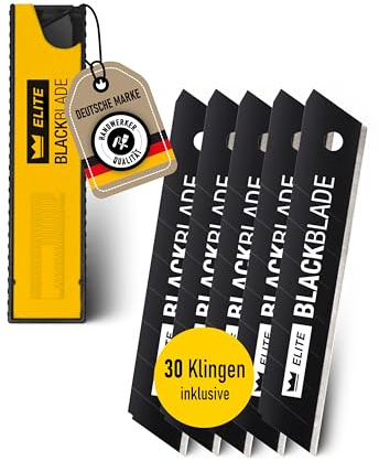 ELITE BLACKBLADE 30x Abbrechklingen 18mm, Universal | Gehärteter Spezialstahl, extrem scharf, bis zu 16x längere Standzeit - für alle Universalmesser