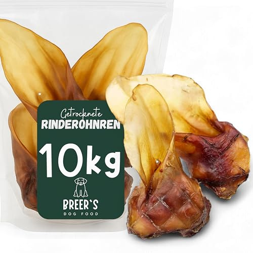 BREERs Getrocknete Rinderohren mit Muschel für Hunde 10 Kg aus eigener Deutscher Herstellung, Kauartikel für Groß & Klein