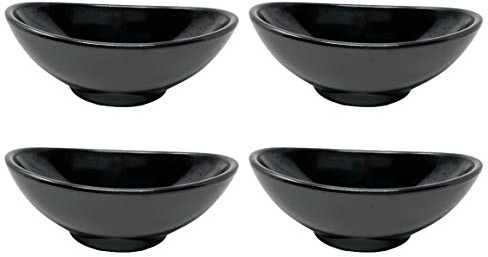 Dip Bowls Melamine Set Snack Bowl 759 Serving Bowl Small Mini Sauce Bowls Soy (Black, 9.5 x 6.0 cm)
