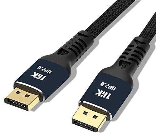 Angusplay 16K DisplayPort to DisplayPort 2.0 Cable 3m 2m 1m 1.5m, Ultra HD 4K@165Hz 144Hz, 16K@60Hz, 10K@60Hz, 8K@60Hz, High Speed 80Gbps, Nylon Braided Long Display Port 2.0 Cable, DP 2.0 1.4 Cord