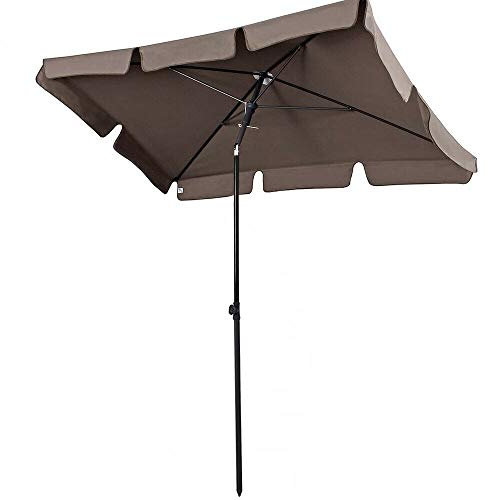 BAKAJI Ombrellone da Giardino Palo Centrale 200 x 125 cm Palo 32mm 4 Stecche Struttura Acciaio Inclinazione Regolabile Gazebo Piscina Giardino Terrazzo Ambienti Esterni (Tortora)