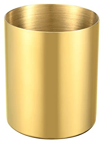 Bidponds Goldfarbener Stifthalter für Schreibtisch, 304 Edelstahl Stiftehalter, Vasen, Blumentopf, Make-up Pinselhalter, Schreibtisch-Zubehör, Schreibwaren-Organizer