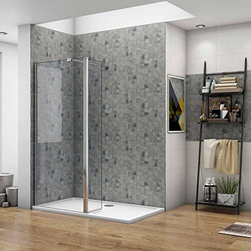 OCEAN ITALY 120x200 cm Doccia Walk In 80 cm + Paretina Mobile 40 cm in Vetro Temperato Anticalcare 8 mm Barra Stabilizzatrice da 90 cm Telaio Cromato Lucido