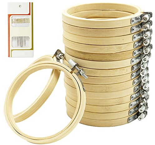 Mini-Bambus-Kreis, Stickrahmen, Kreuzstich-Ring, für Bastelarbeiten, handliches Nähen, 10,2 cm, 16 Stück