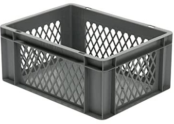 der ROLLENDE SHOP - Eurobehälter in 40 x 30 cm - Höhe 17,5 cm - Durchbrochen grau