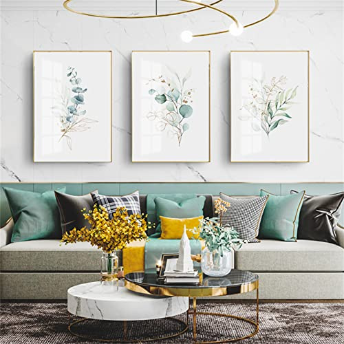 EXQULEG 3er Set Bilder Botanik Pflanzen Bild Grüne Blätter Pflanze Botanikbilder Poster Wohnzimmer Schlafzimmer Esszimmer Wandbild Deko - ohne Rahmen (40 * 50cm)