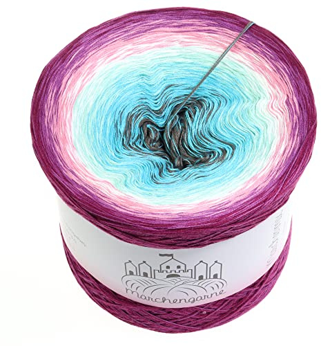 Farbverlaufsgarn Bobbel Wolle Größe wählbar Strickwolle Häkeln … (Beerenstark - Brombeere außen, 300g/1140m - 4Fach)