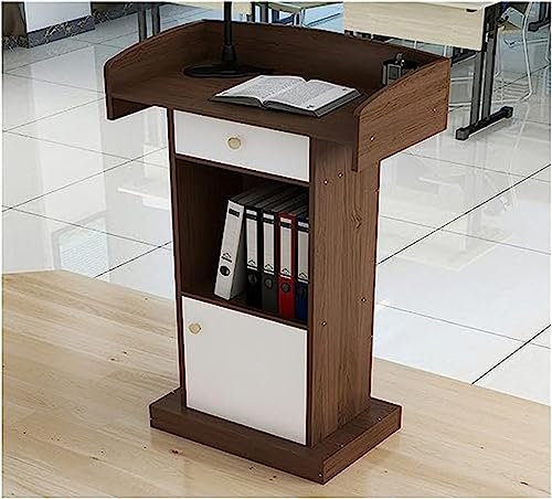 RENLXFI Rednerpult Stehpult Podium Stehendes Präsentationspult, Säulenartiges Tischpodium für Klassenraum Konzert Kirche Rede, Holz Empfangspult mit breiter Lesefläche