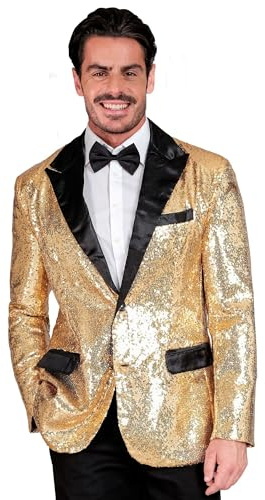 W WIDMANN MILANO Party Fashion - Pailletten Jackett Herren | Elegantes Sakko mit Satinkragen, Anzugjacke für Silvester, Disco Events, Karneval und glamouröse Auftritte