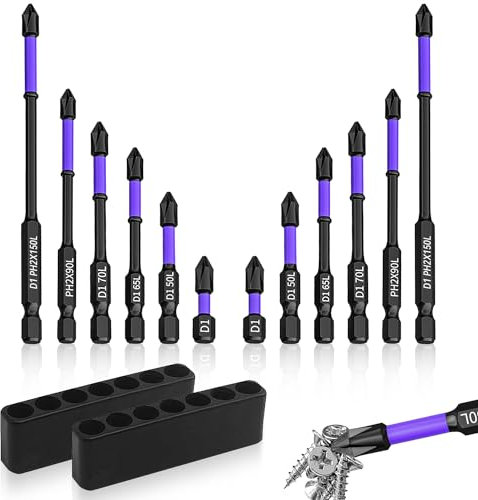 12 Piezas Puntas Atornillador Imantadas Juego de Puntas para Atornillador Brocas Magnéticas Antideslizantes para Reparaciones Industriales Domésticas Eléctricas Taladrar agujeros Apriete tornillos