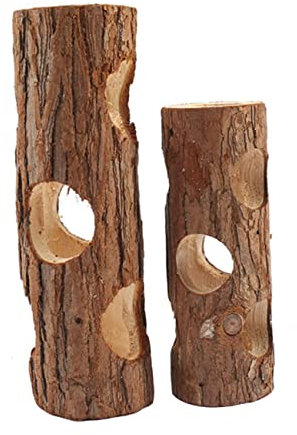 DOITOOL 2stücke Hamster Spielzeug Naturholz Tunnel Und Trunk Für Kleintiere Und Lange Röhren Für Hamster Kaninchen Und Meerschweinchen