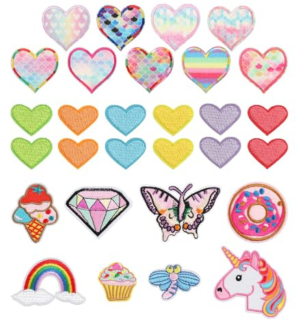 29 Stück Bunte Herz-Aufnäher, Aufbügelflicken Für Kinder, Aufbügelflicken Herzen, Herz-Applikationen, Herz-Aufnäher, Applikationen Zum Nähen