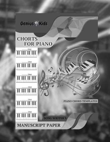 Piano Chord Templates | Blank Piano Keyboard Chart as on cover (120 pages) Enough space for text - 10 Keyboard per page.: Blank Piano Chord Templates image