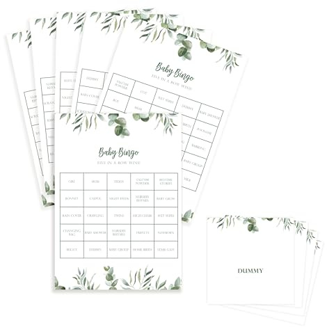Manta Makes Baby shower games, baby shower bingo, baby games for boy or girl party pack, baby-shower games, baby shower game (20 x Baby Bingo)