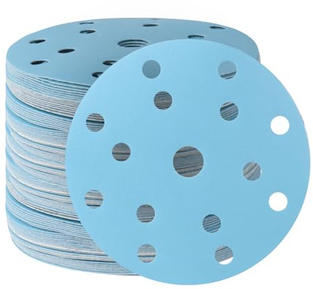 100 discos de lija de 150 mm, , 15 agujeros, grano 800, para lijadora orbital