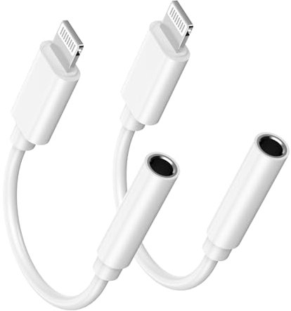[Certifié Apple MFi] Adaptateur Apple Lightning vers Prise Casque 3,5 mm pour iPhone, Lot de 2 adaptateurs Casque iPhone 3,5 mm Aux Audio Converter Adaptateur Dongle pour iPhone 14 13 12 11 XS XR X 8
