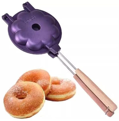 TAMUME Donut-Maker Donut-Form aus Aluminiumlegierung mit Holzgriffen zum Backen mit offener Flamme