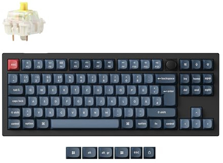 Keychron V3 Max QMK/VIA Drahtlose Mechanische Tastatur,DE-ISO Layout 87 Tasten RGB Bluetooth/2.4 GHz/Wired Hot-Swappable Gateron Banane Switch für Mac Windows Linux