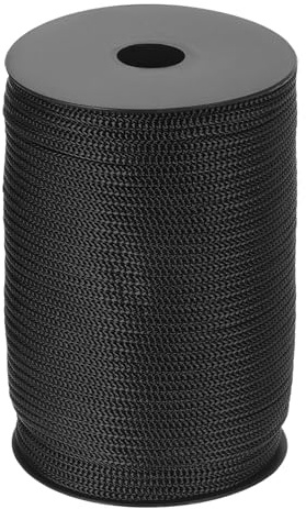 sourcing map 5mm Polypropylene Rope Braided Ropes, 100m Camping Rope Hollow Utility Cord for Clothesline, Hiking, Outdoor, Black