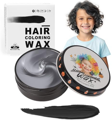Schwarz Temporäre Haarfarbe für Kinder, Black Instant Haartönung Dye, Frauen Männer Color Frisur Pomade, Mädchen Styling Haare Färben Cream, DIY Haar Wachs Mud für Party Cosplay Halloween