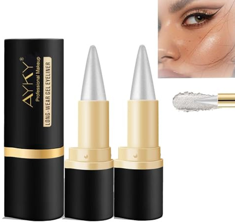 SHUOHONG 2 stycken matt snabbtorkande eyeliner vattentät, långvarig vattentäta pennor, snabbtorkande eyeliner penna, för en daglig långvarig ögonmakeup (silver)