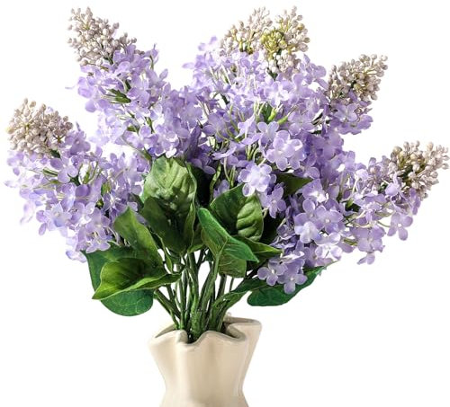 Thiccywoov 10 Pcs 24 Artificial Lilac Flowers Purple Fake Delphinium Antirrhinum Stem Real to Touch Faux Purple Lilac Flower Arrangements for Vase Table Centerpieces Wedding Bouquet Home Decoration