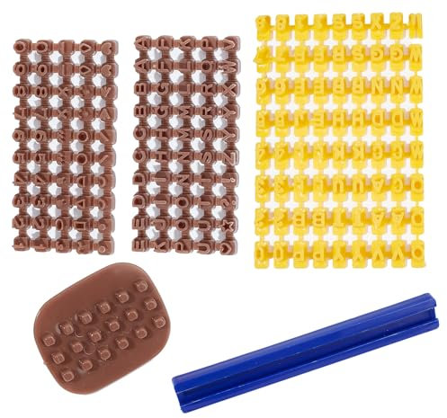 NICENEEDED Timbri con Lettere Argilla, Set di Timbri in Ceramica con Numeri Alfabetici e Strumenti in Argilla Polimerica, Piccola Pressa per Fondente