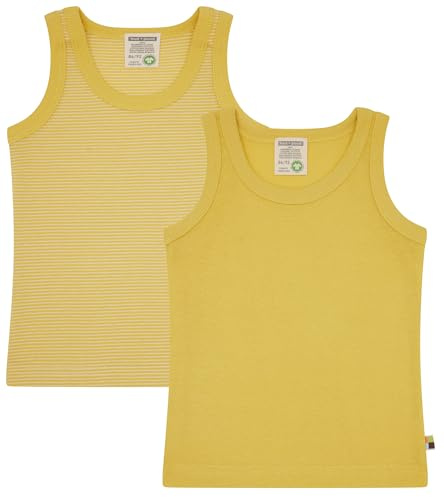 loud + proud unisex barn dubbelpack, finribbad, ekologisk bomull och GOTS certifierad undertröja, Guld, 86-92