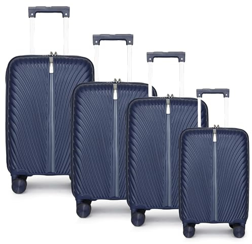 Fly Kite Luggage 4-Piece Suitcase Set 18''20''24''28'', 100% Polypropylene Hard Shell with Aluminium Trolley Handle Real TSA Secure Lock 3 Digit 360° Smooth Wheels|Dark Blue