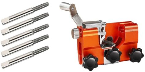 Buqpow Chainsaw Sharpener Jig, Portable Chainsaw Chain Sharpening Kit with 5 Sharpen Rods for Chain and Electric Saws