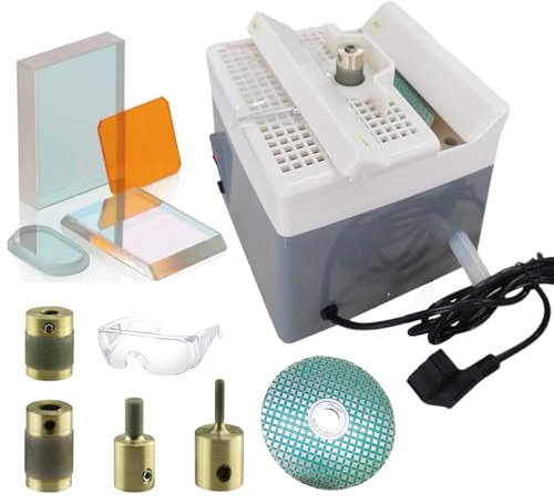 Moulin à verre portable avec ponceuse multi-angle, comprend 4 têtes de meulage et 180 disques en maille pour bricolage de bijoux et travaux manuels sur verre