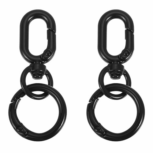 PATIKIL 2Pcs Ganchos Giratorios De 2.2 Con Anillos Para Llaves Negro