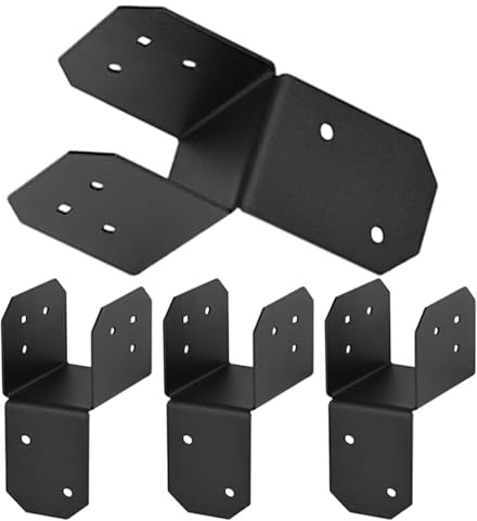 Halterungen für 4 x 4 Holz, 4 Stück Verbinder für Balken Befestigung Dach Kleiderbügel Balken Kopf, Halterung Träger Träger Verbinder mit Hülse strapazierfähig für Zaun Balken Decke Außen Innen Garten