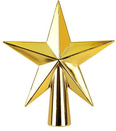 KEYIDO Gold Christmas Tree Star Topper Lightweight Small Star for Christmas Tree Plastic Mini Xmas Tree topper Decorations 15cm
