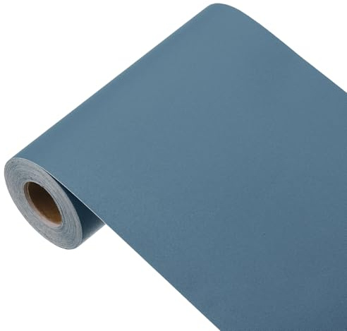 sourcing map Papier peint bleu paon à décoller et à coller, papier peint autocollant en vinyle de couleur unie pour revêtement mural, 998,2 x 15 cm, bleu paon