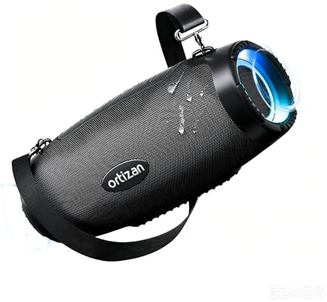 Ortizan Outdoor Bluetooth Lautsprecher, tragbare Musikbox mit 80 W Sound, LED-Licht, IPX7 wasserdicht, 12 Std. Akku, Extra Bass, Powerbank-Funktion, Stereo-Pairing