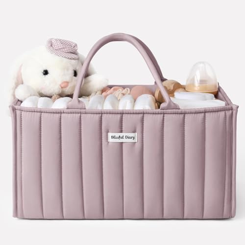 Blissful Diary Wickeltisch-Organizer, Wickelkorb für die Wickelstation, Stilvoller Wickelorganizer für Babybedarf, Unverzichtbares Geschenk zur Geburt und für die Baby-Wunschliste,Mauve-Rosa