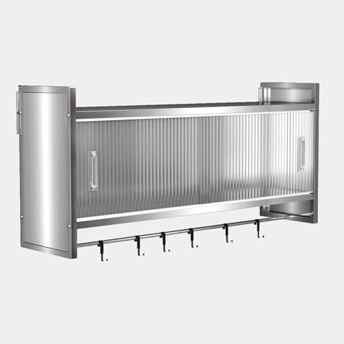 Werkzeugschrank Küchenhängeschrank Aus Edelstahl Gefertigt Zwei Montagemöglichkeiten Schiebetür Verschiedene Größen Erhältlich Mit Querstangen Und Haken Gartenschrank Metall(100 * 25 * 46cm)
