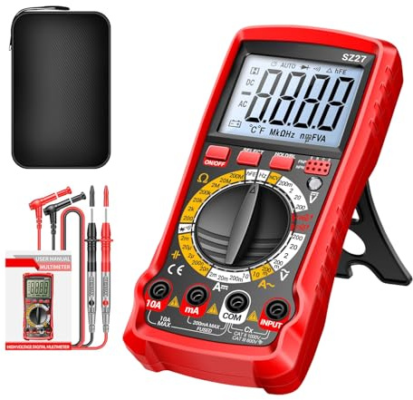 Opdestn Multimètre Numérique,Kit Détecteur de Batterie de Voiture - Appareil de Test Ohm Volt Ampère,Pour Applications Automobiles, Circuits Électriques, Prises, Atelier, Usage Industriel, Maison, et