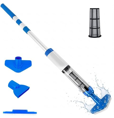 Bostar Aspirador Piscina con Mango Telescópico 3 en 1, Limpiafondos de Piscina a Bateria Inalámbrica para Piscina Pequeñas SPA, 20L/min Caudal de Succión