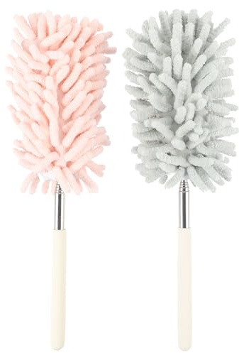 Ciieeo Lot de 2 Plumeaux à Main en Microfibre Pliables, Tête Flexible, Outils de Dépoussiérage Électrostatiques, Nettoyage Maison et Voiture, Brosses Ménagères Pratiques, Vert Nordique