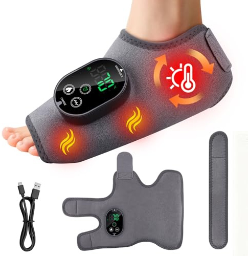 Eirolace Massaggiatore elettrico 3 in 1, massaggiatore per piedi, 3 modalità e 6 livelli di calore, massaggiatore portatile senza cordless con batteria da 3000 mAh per caviglia, tallone, suola, dorso