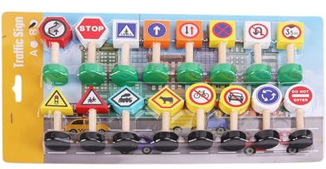 Panneaux de signalisation routière - 16x jeu de sécurité d'arrêt en bois pour l'éducation, ensemble dee jeu jouets signalisation routière | Blocs construction éducatifs en bois, d'apprentissage précoc